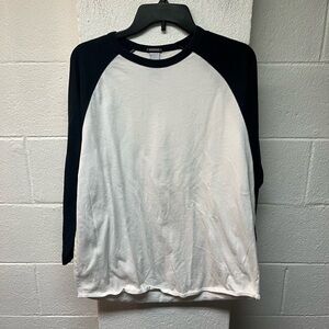 GAP Long Sleeve Raglan Tee - White and Navy. Large